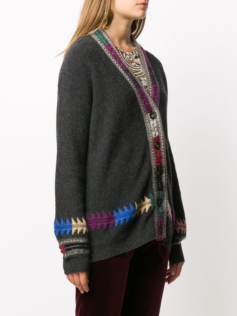 contrast embroidery cardigan - 3