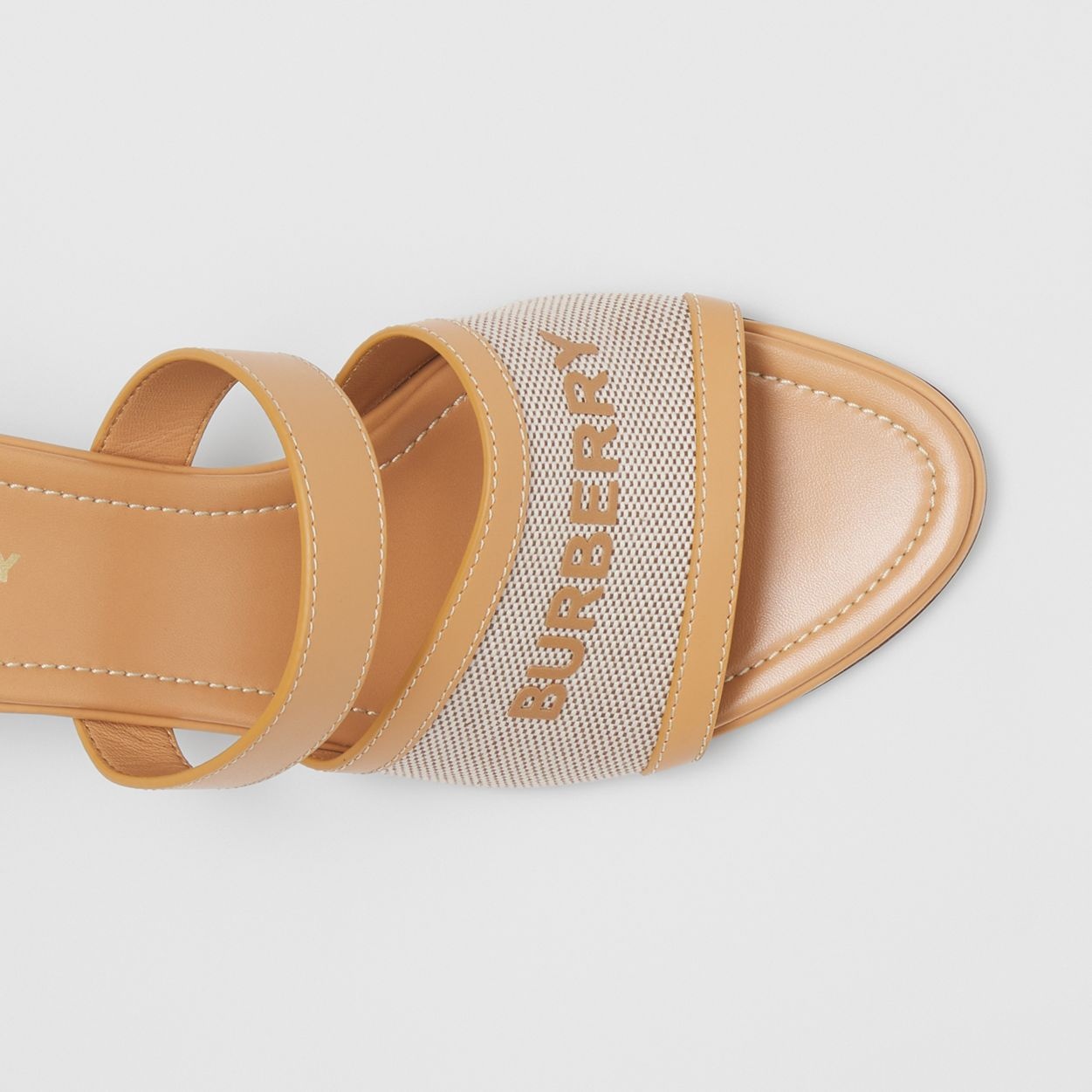 Logo Print Canvas and Leather Mules - 3