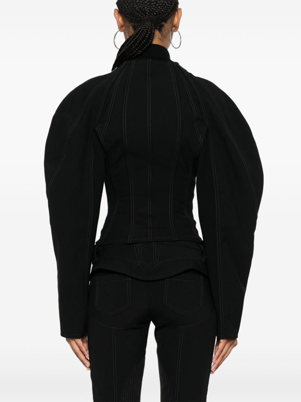 zipped sculpted sleeves jacket - 4