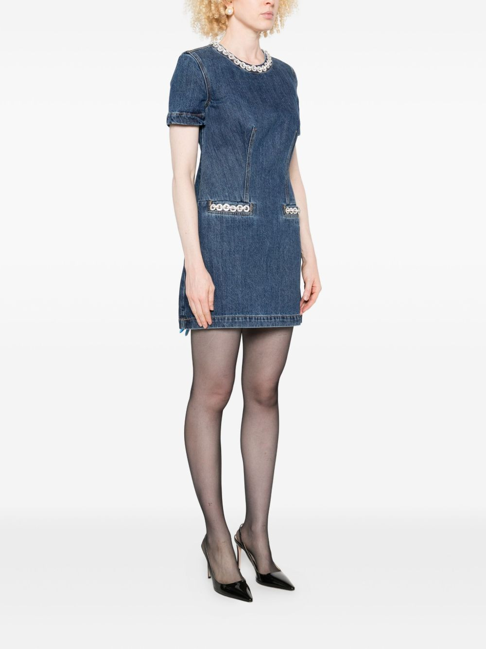 embellished-pocket denim mini dress - 3