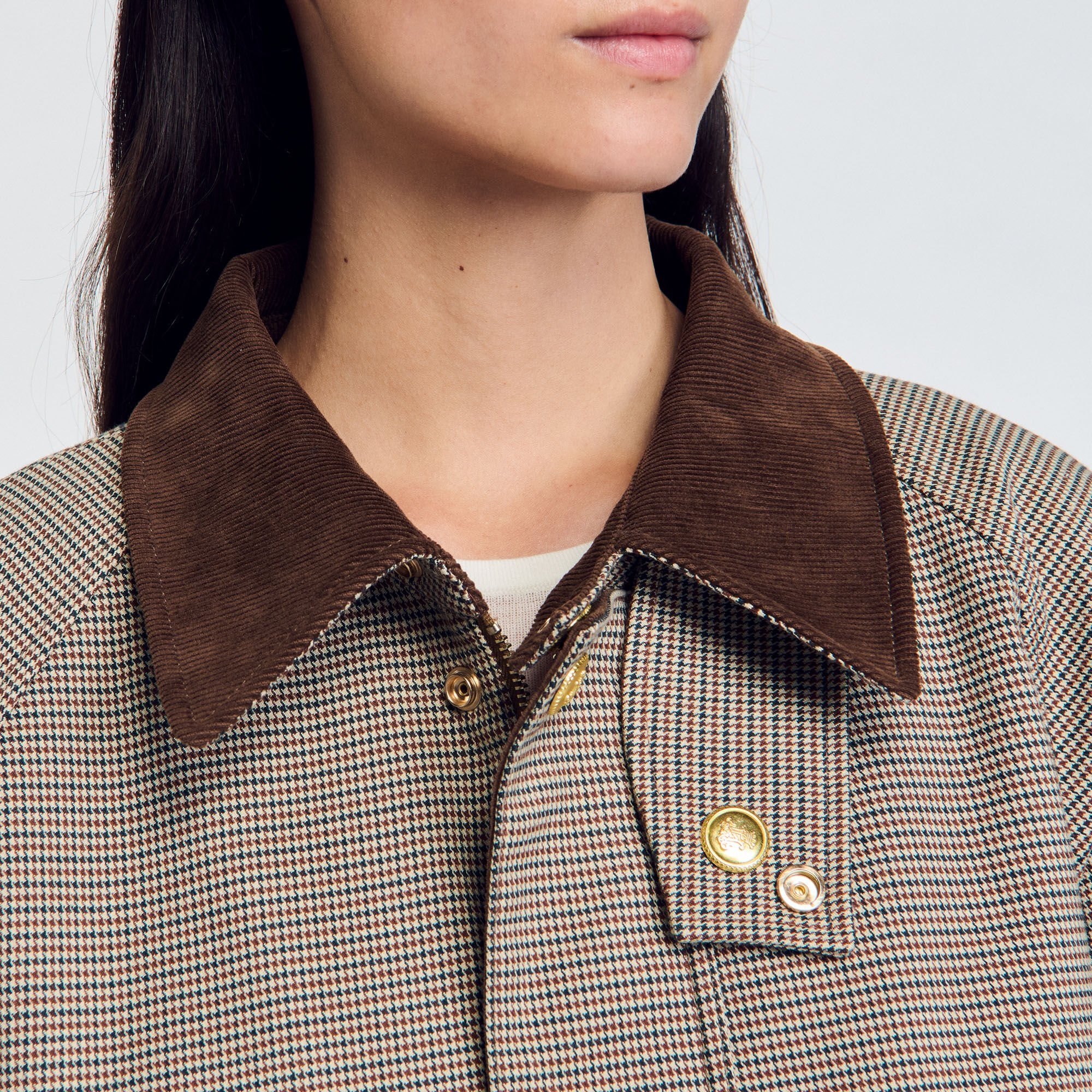 CHECK COAT WITH VELVET COLLAR - 3