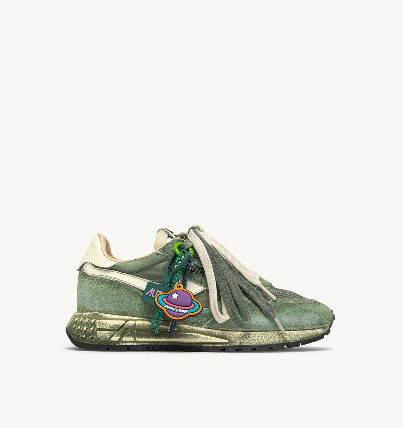 REELWIND SUPER VINTAGE SNEAKERS IN LEPRECHAUN AND WHITE SUEDE AND NYLON - 1
