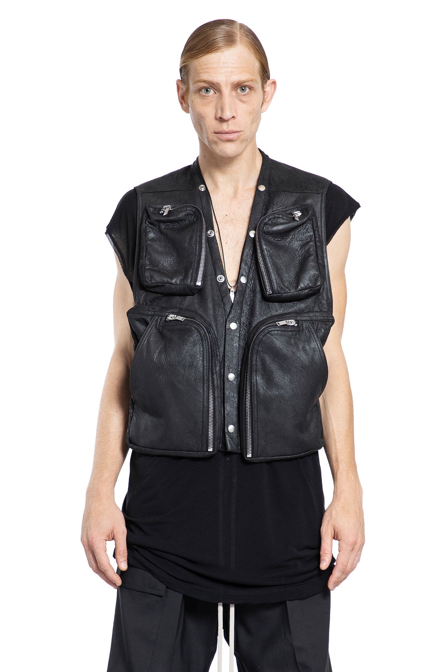 Rick Owens Blister Lambskin Leather Cargo Vest antonioli REVERSIBLE
