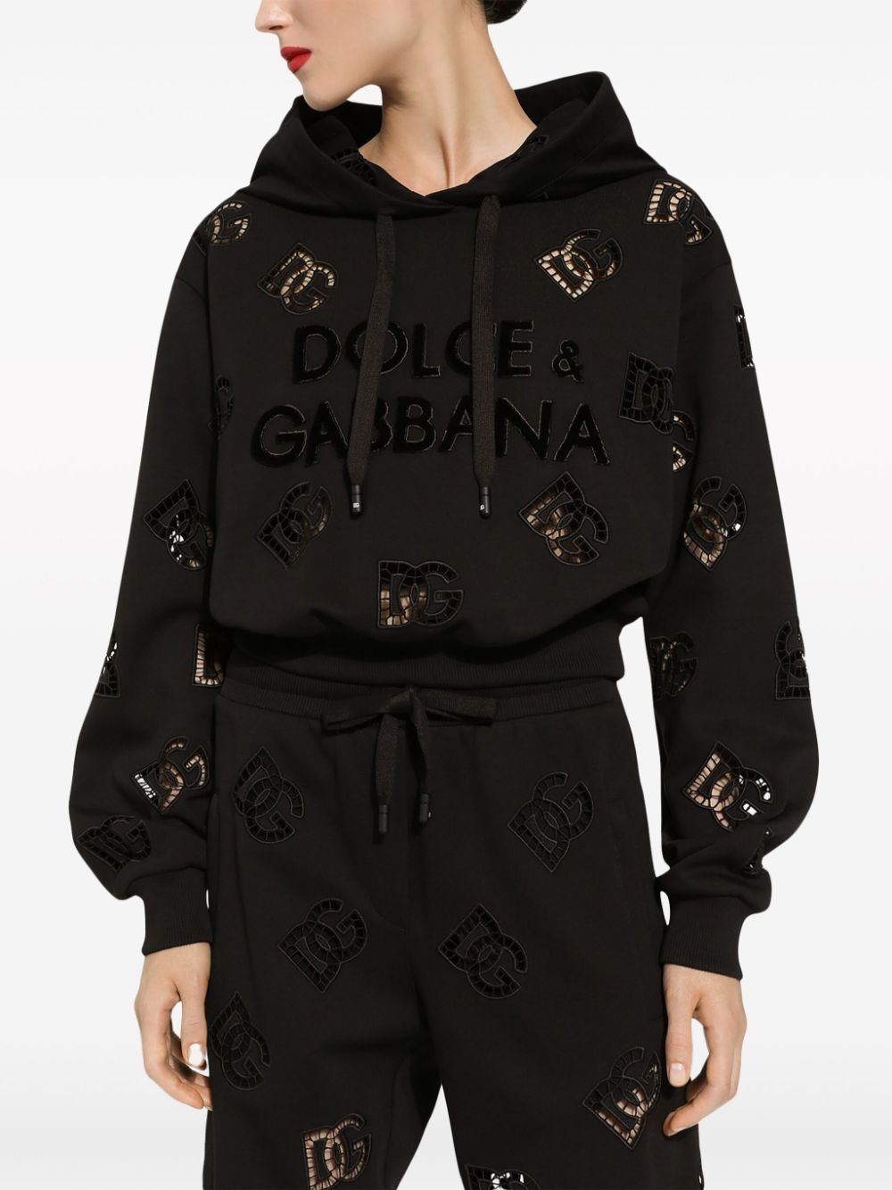 logo-perforated cotton-blend hoodie - 5