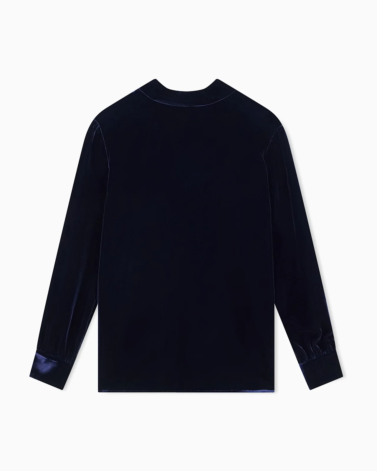 BLOUSE IN VELVET WITH STAND-UP COLLAR AND RIBBONS - 1
