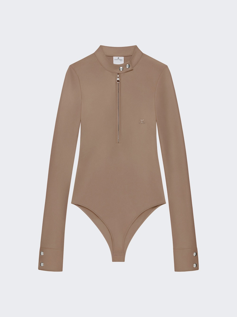Biker Crepe Jersey Zipped Bodysuit Mocha - 1