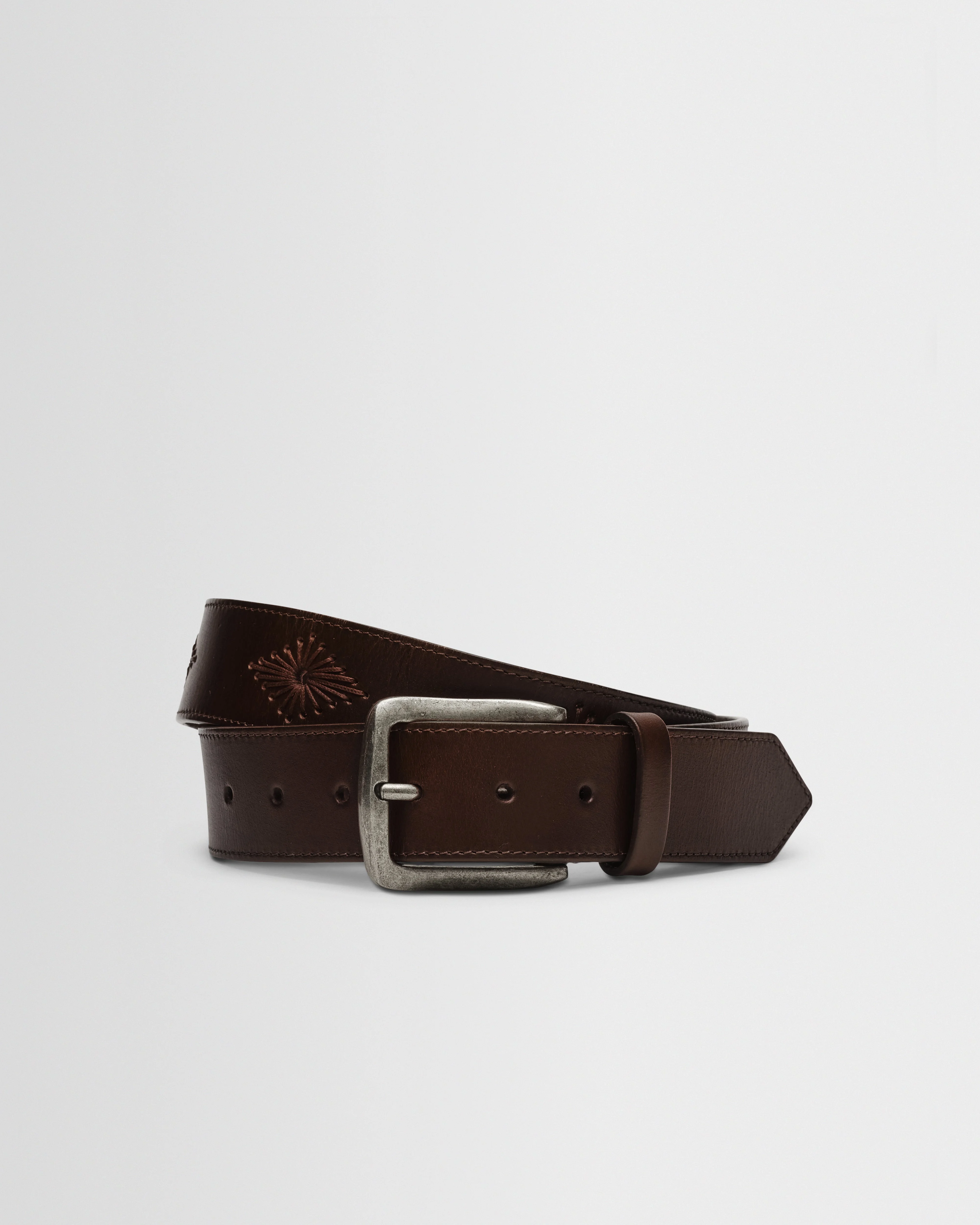 Paton - Brown Embroidered Leather Belt - 1