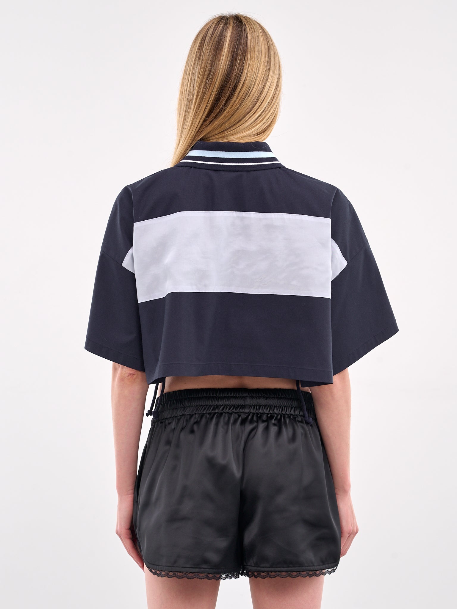Color Block Crop Polo Shirt - 3