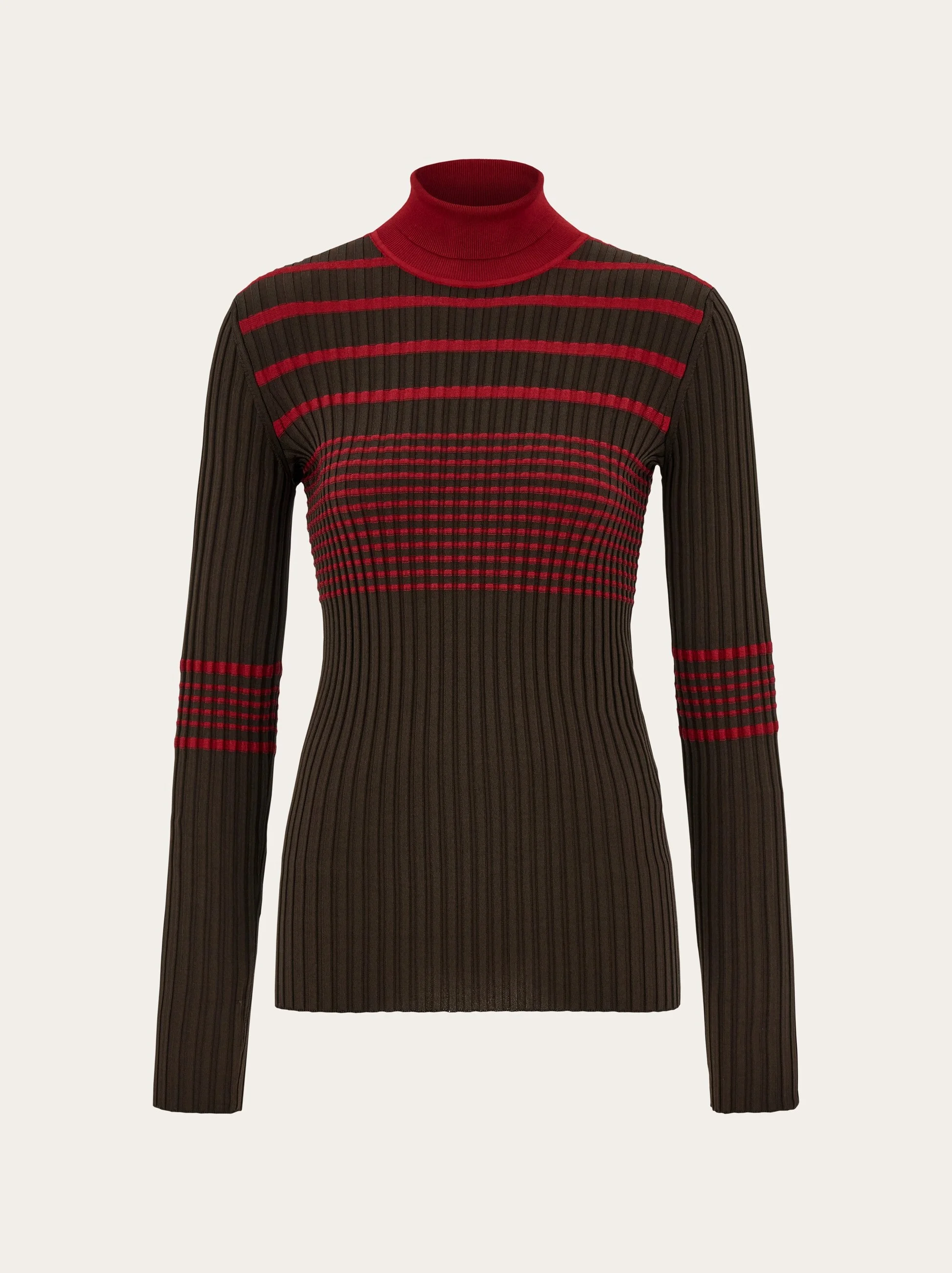 Viscose knitted turtleneck with stripe detail - 1