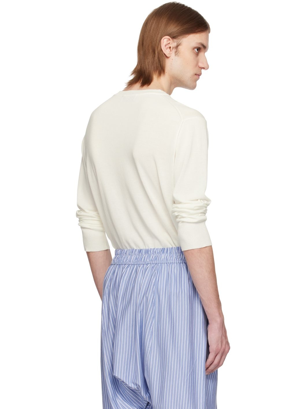 White Alex Round Neck Sweater - 3