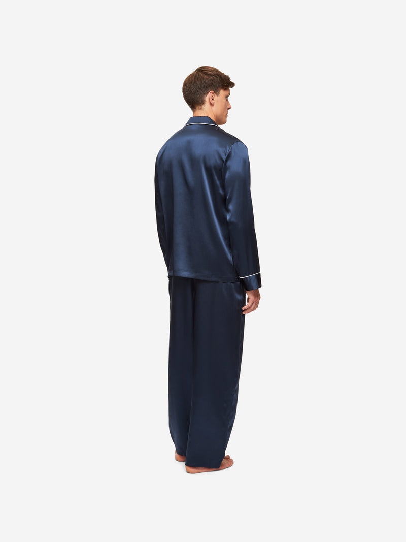 Men's Pyjamas Bailey Silk Satin Navy - 4