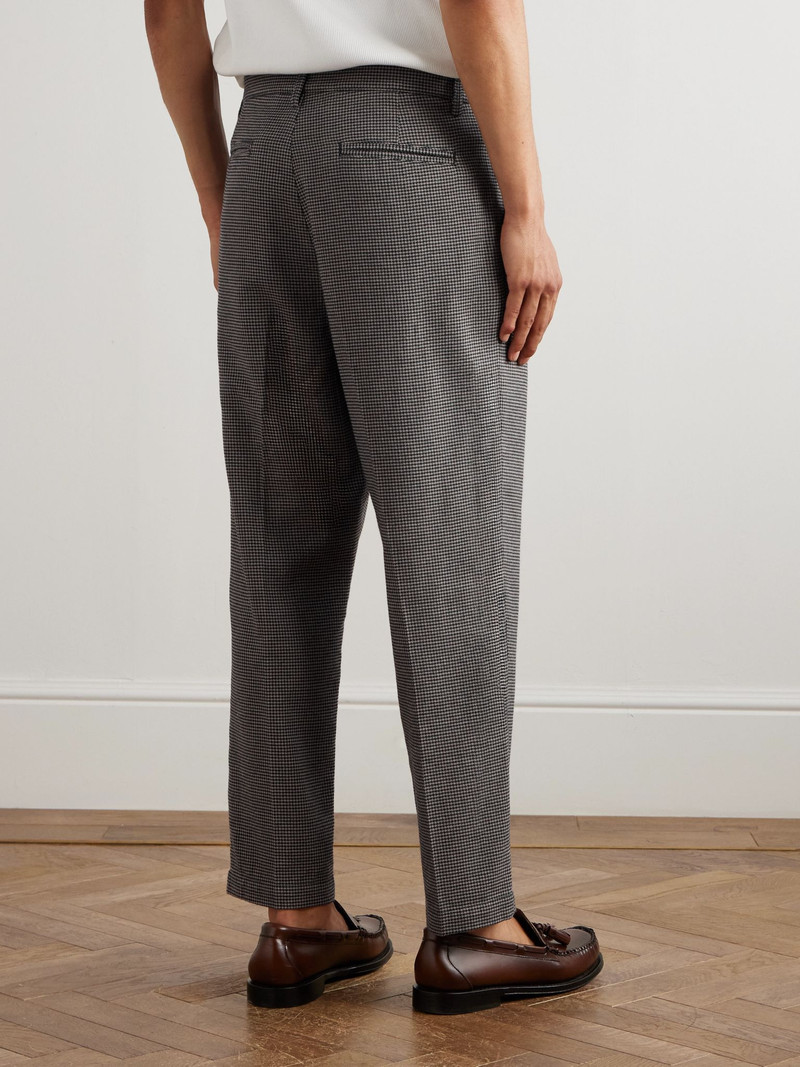Stan Straight-Leg Pleated Houndstooth Cotton Trousers Gray 4