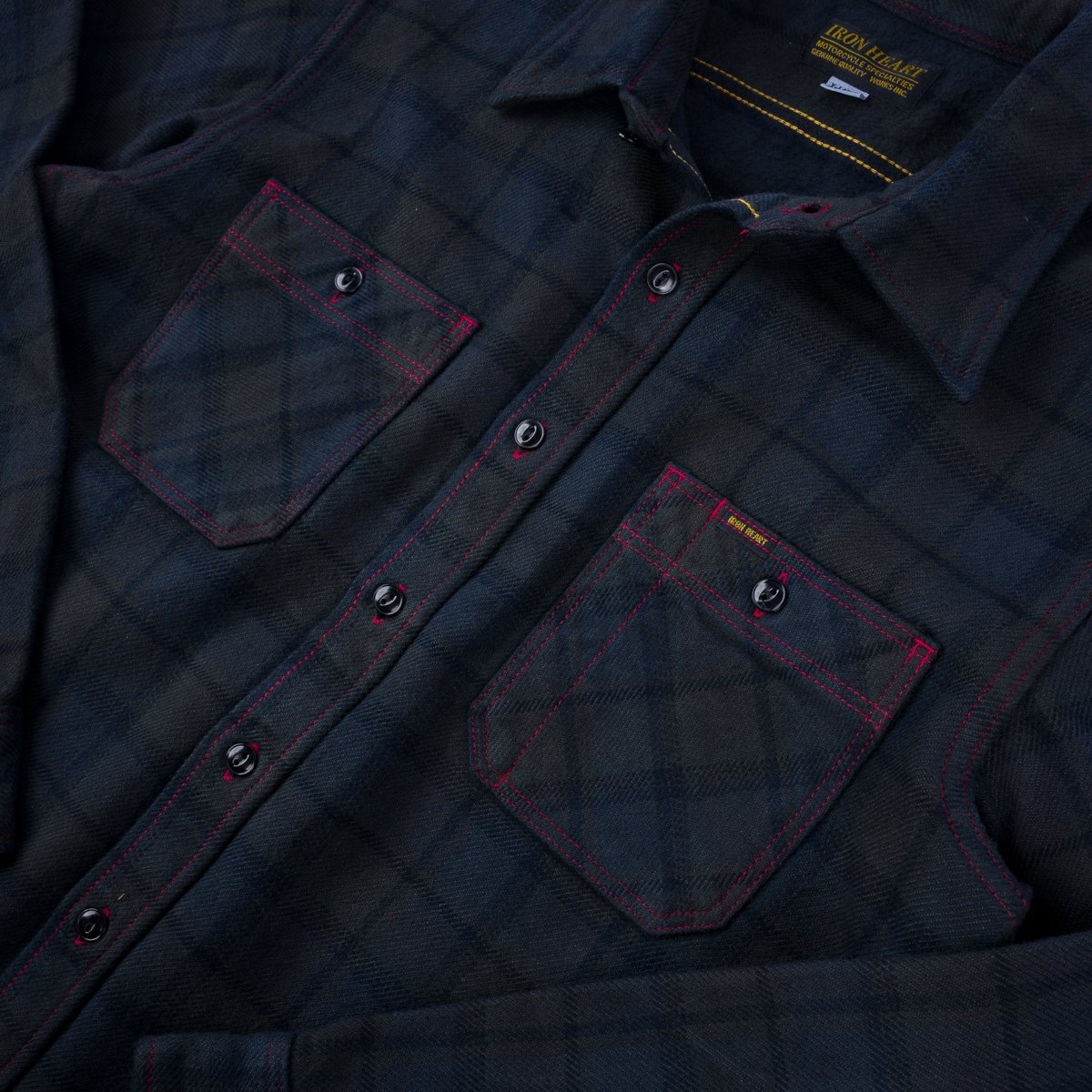 IHSH-334-OD Ultra Heavy Flannel Classic Check Work Shirt - Red Overdyed Black - 8