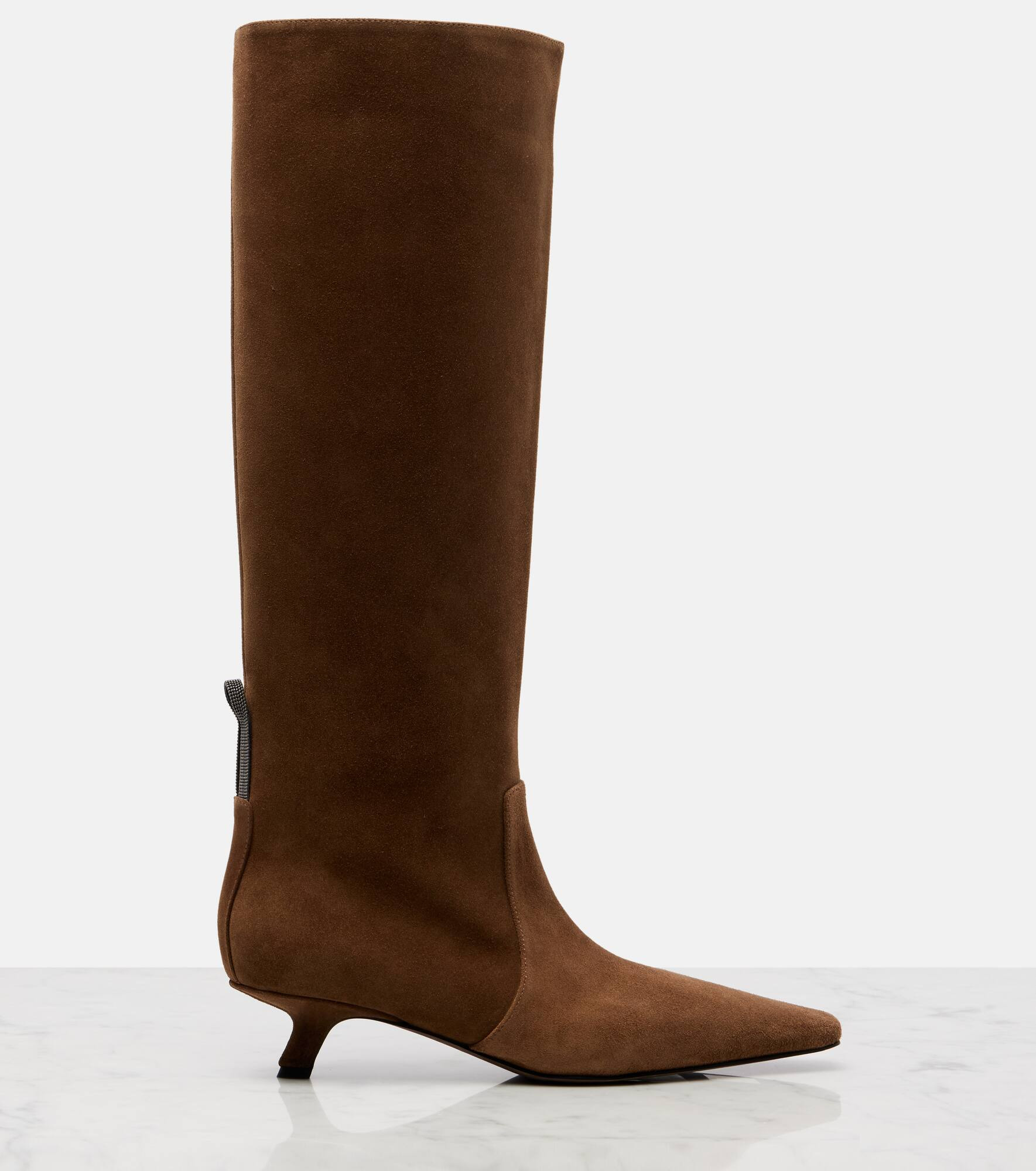 Monili suede knee-high boots - 4