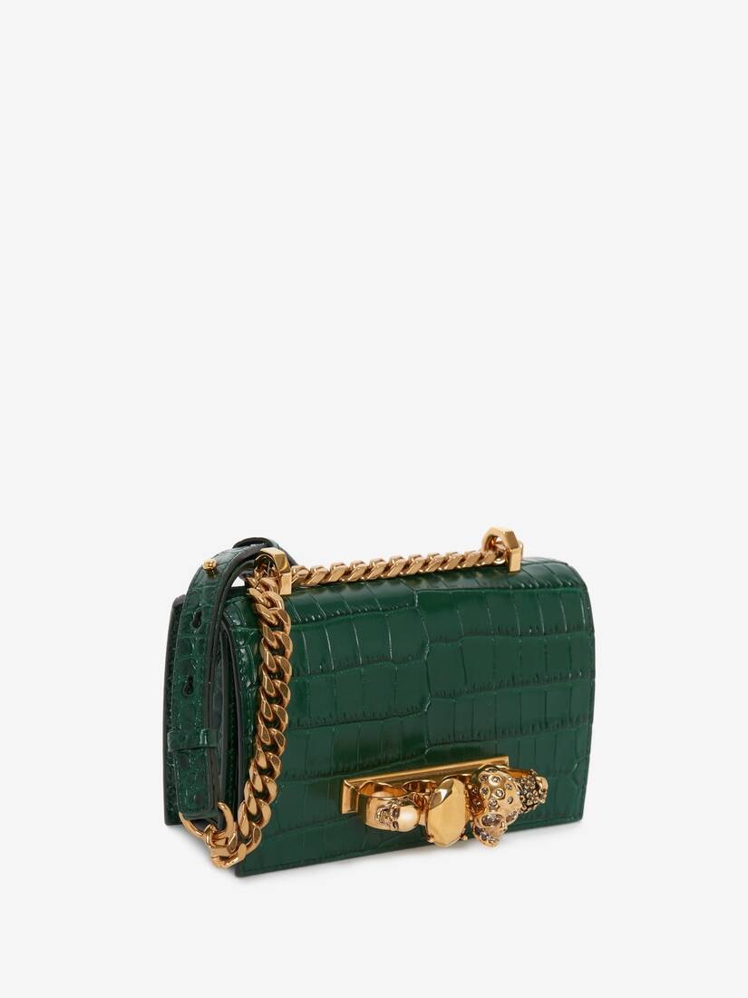 Women's Mini Jewelled Satchel in Emerald - 2