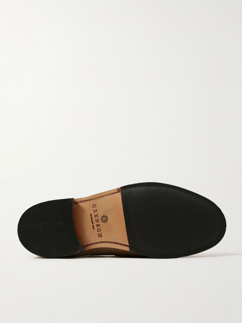Grenson Epsom Leather-Trimmed Suede Penny Loafers Beige outlook