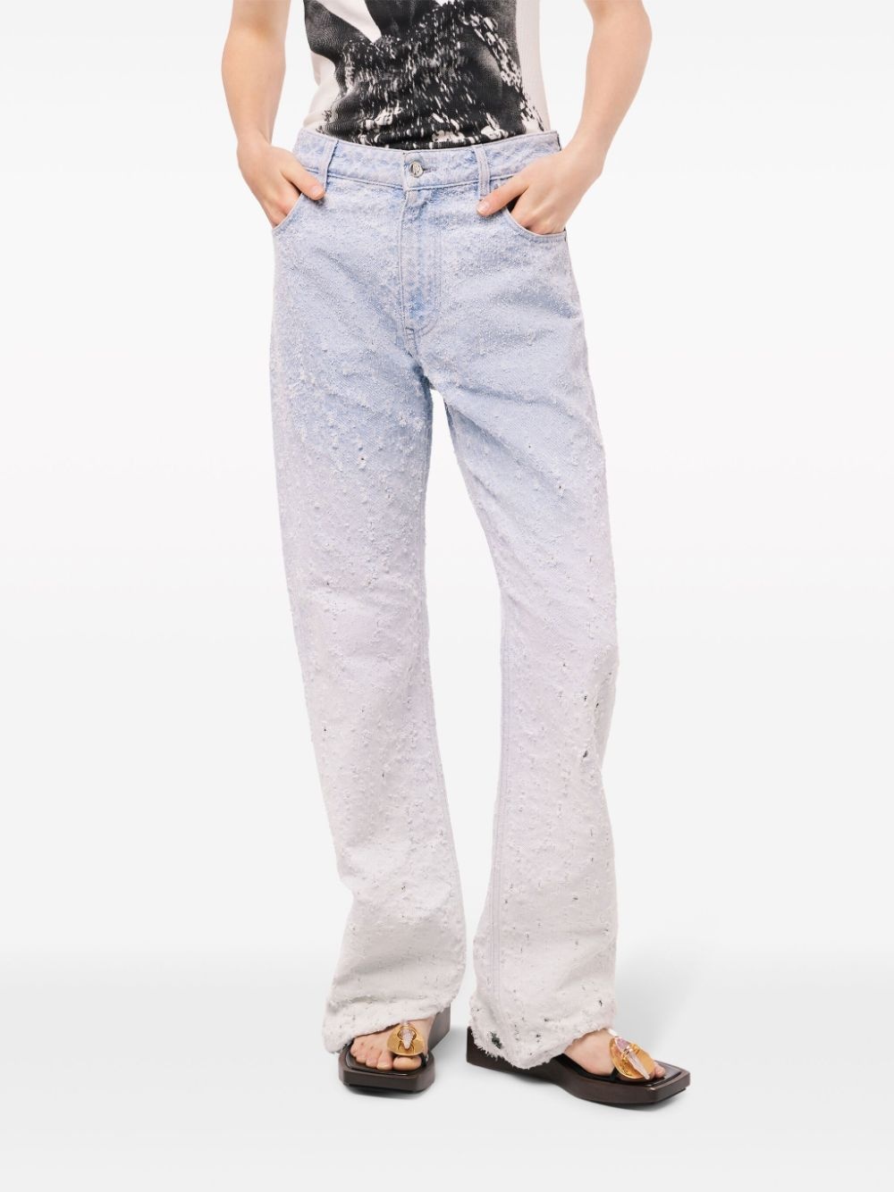 distressed ombrÃ© straight-leg jeans - 5