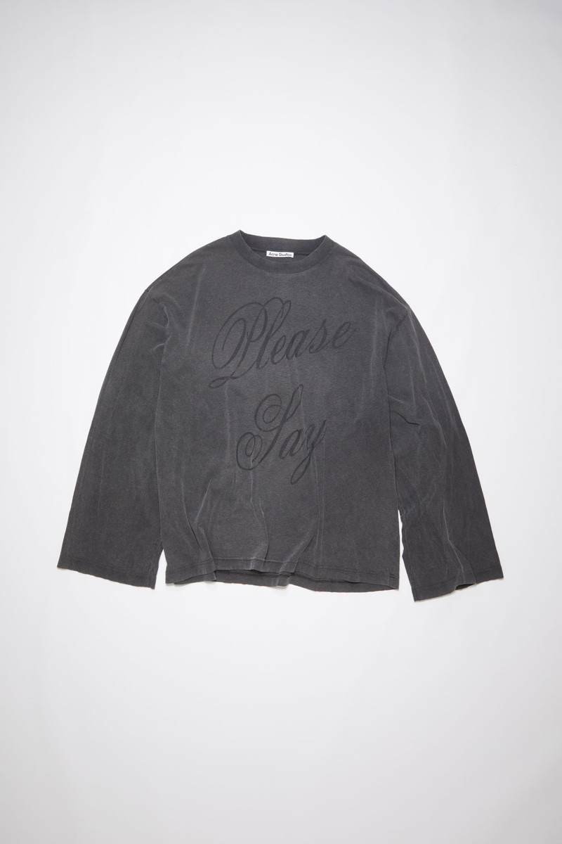 Print long sleeve top - Faded black - 1