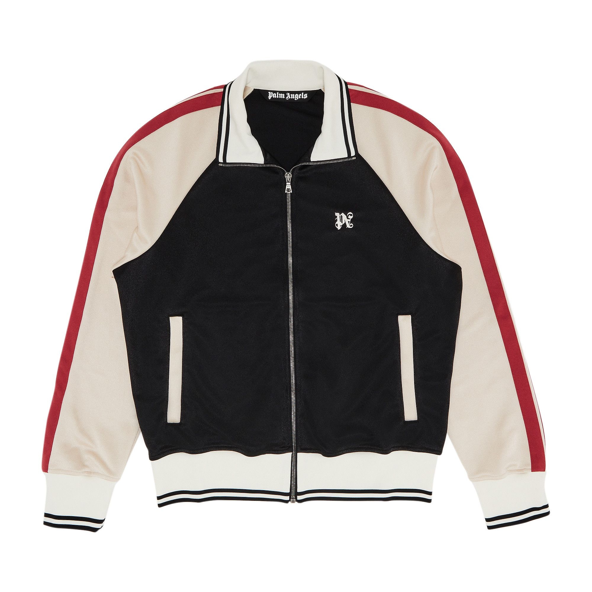Palm Angels Monogram Colorblock Track Jacket 'Black/Light Red' - 1