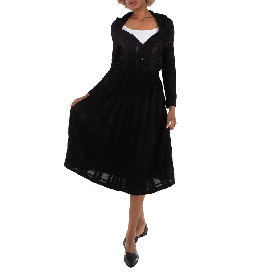 Yohji Yamamoto Intarsia Plaid JQ Gather Skirt, Brand Size 2 (Small) - 4