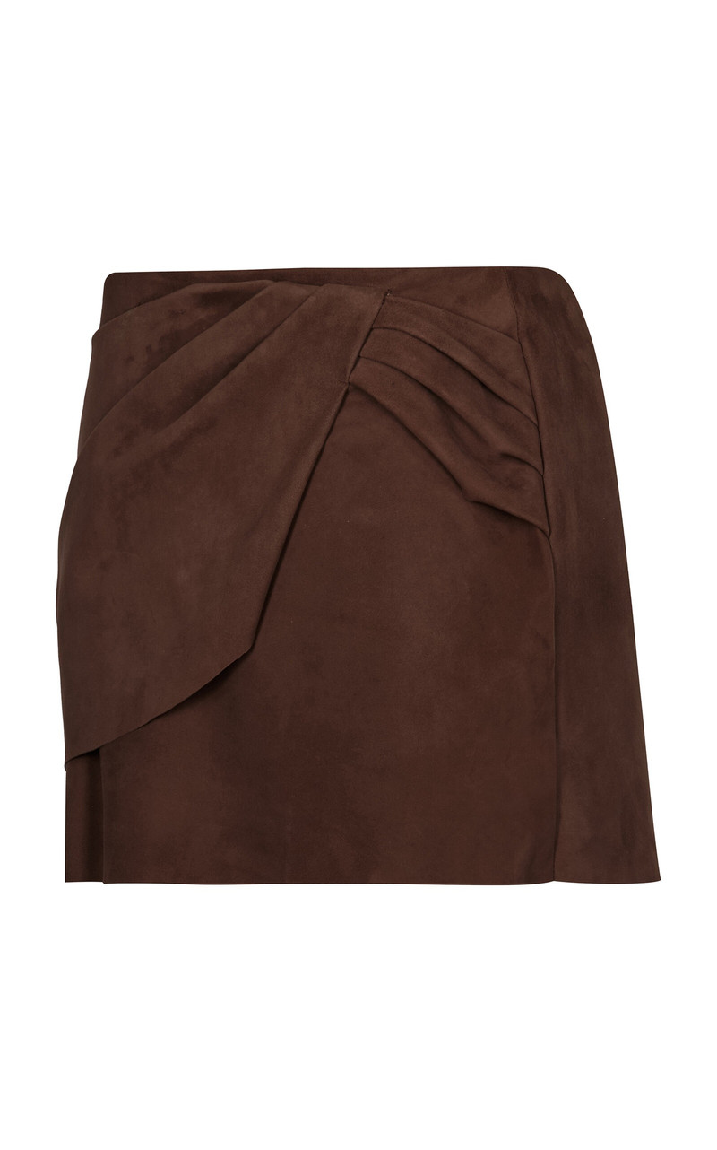 Buffalo Robe Gathered Suede Mini Skirt brown 4