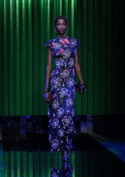 GIORGIO ARMANI Floral embroidered long dress outlook