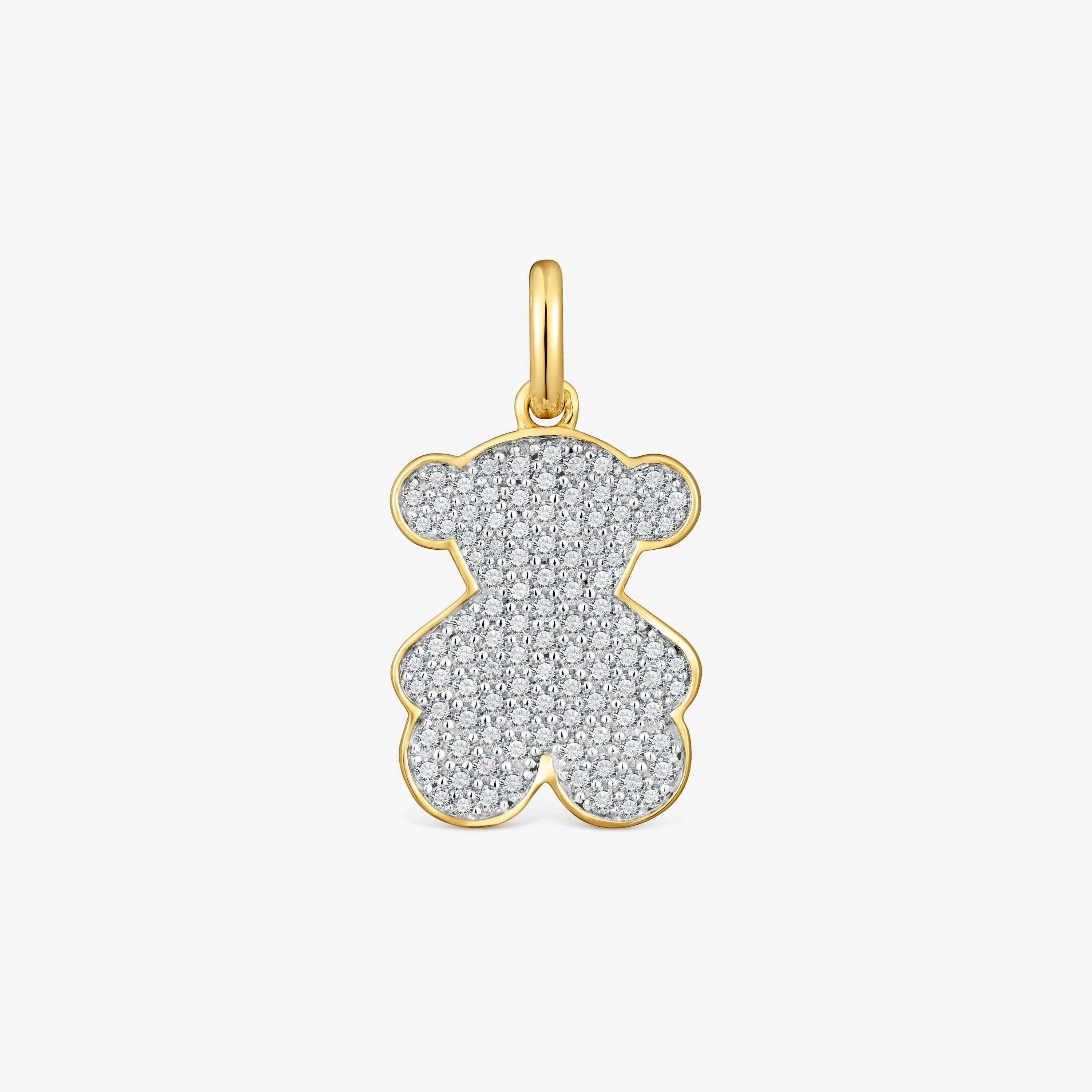 Bear Pendant with 18kt gold plating over silver and diamonds Sweet Dolls - 1