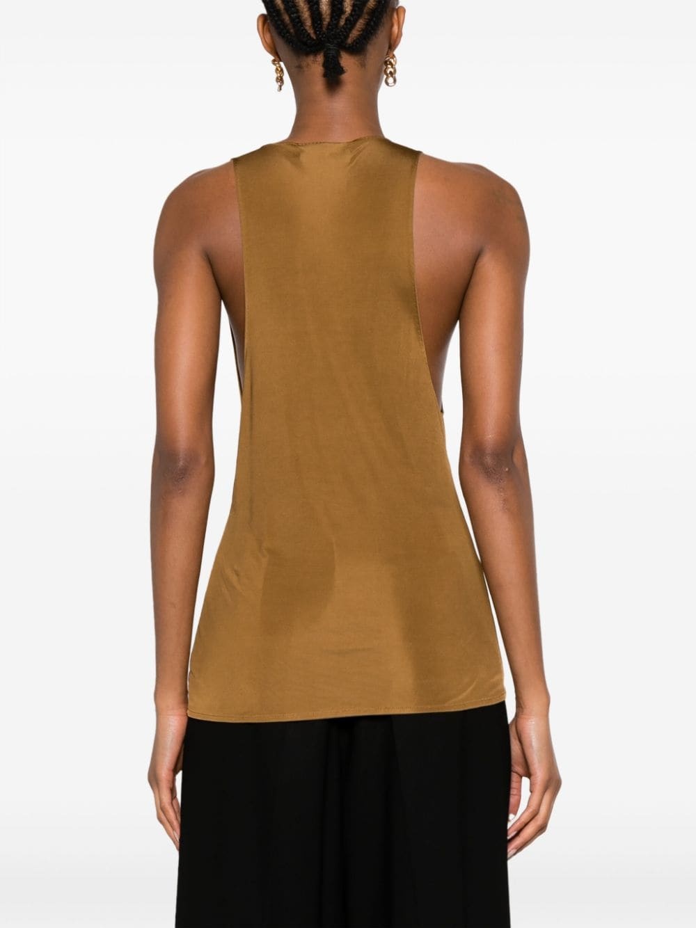 plunging V-neck draped tank top - 4