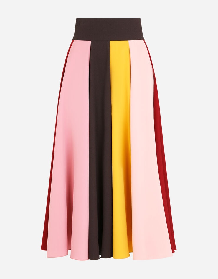 Multi-colored charmeuse and cady midi skirt - 3