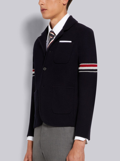 Thom Browne Navy Textured Jacquard Stripe Armband Jacket outlook