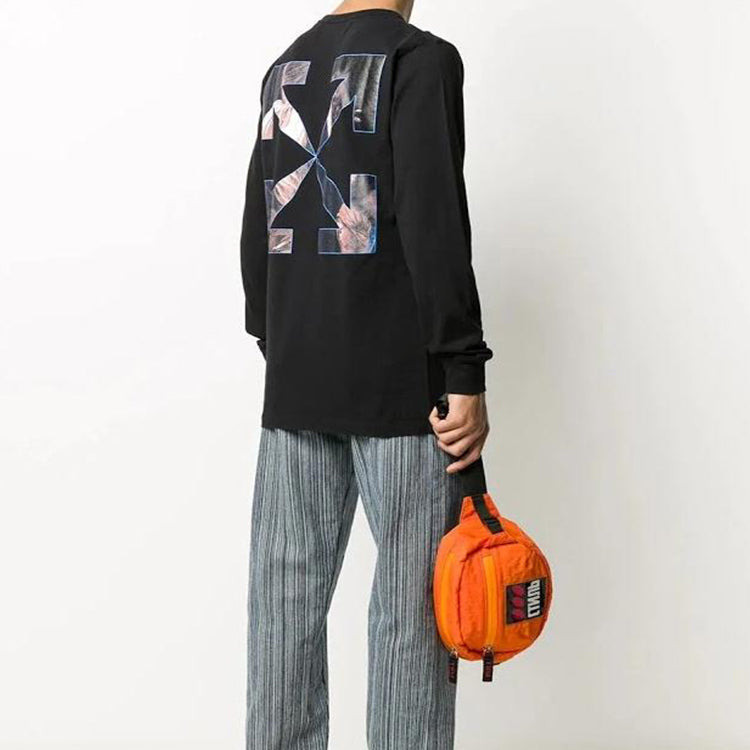 Men's Off-White c/o Virgil Caravaggio Printing Round Neck Long Sleeves Black T-Shirt OMAB001E20JER00 - 4