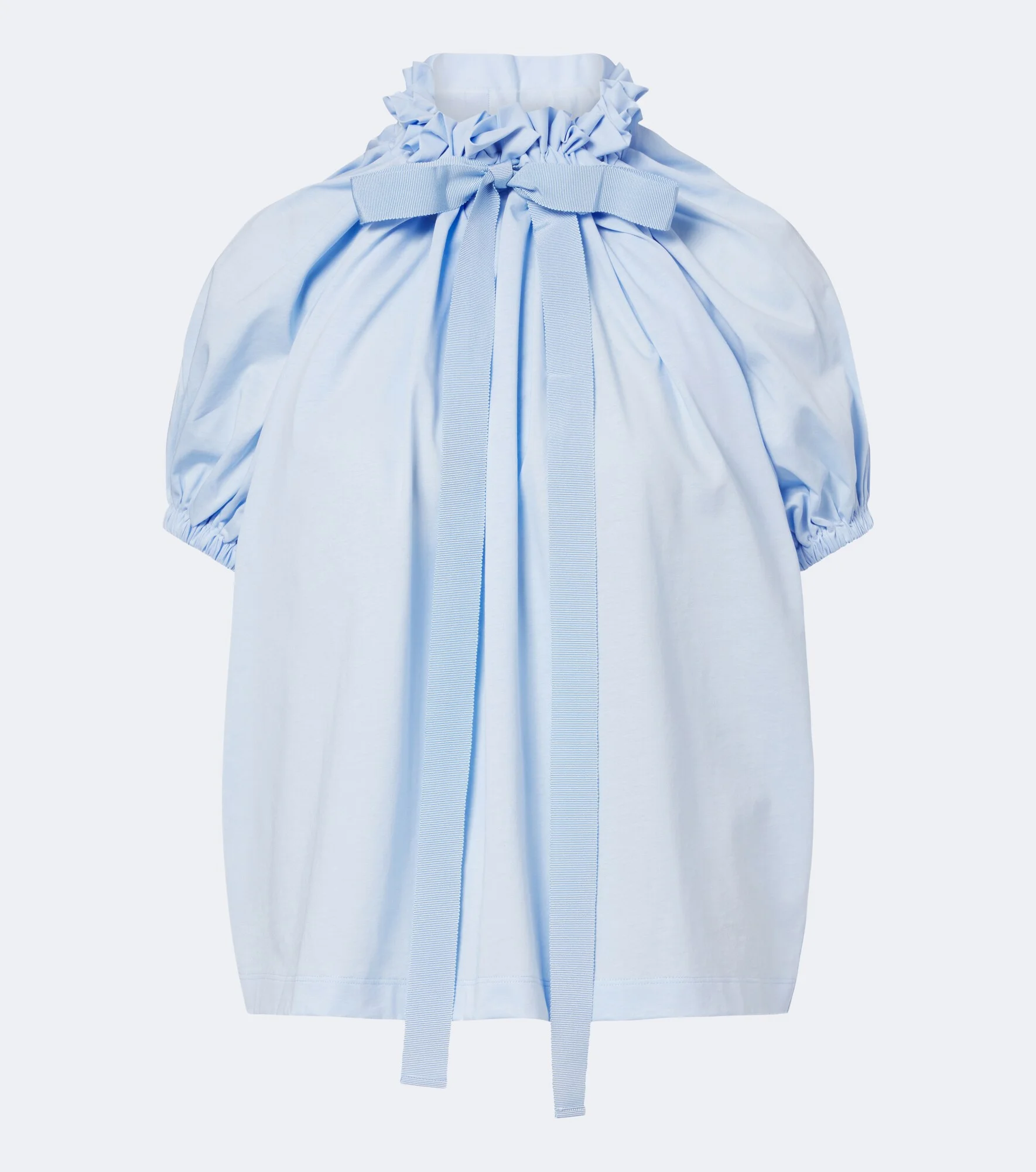 Bow-detail gathered cotton jersey top - 1