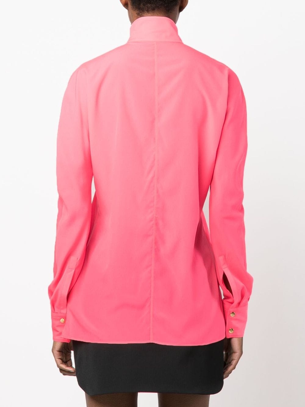logo-embroidered tie-fastening shirt - 4