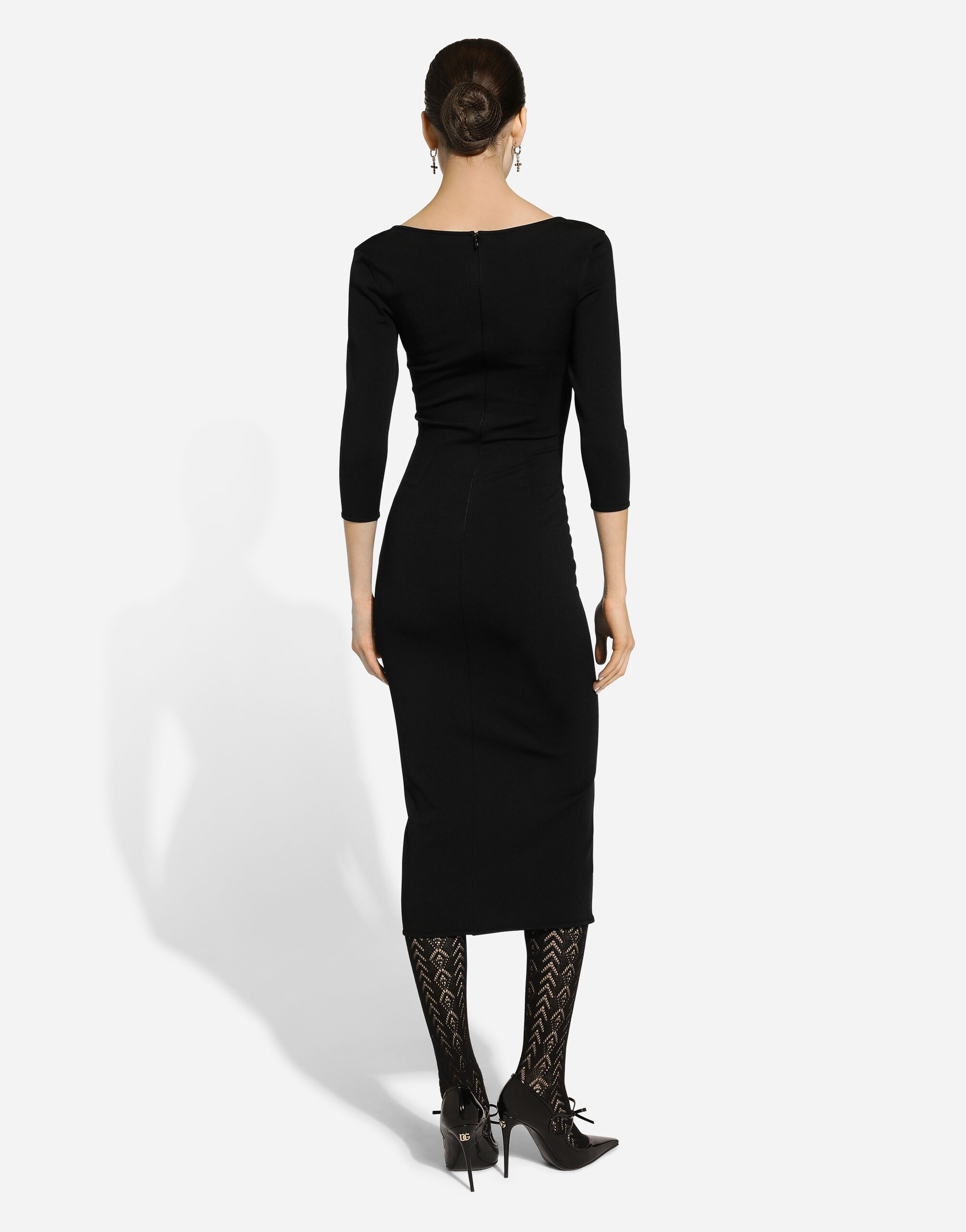 Calf-length viscose knit dress - 3