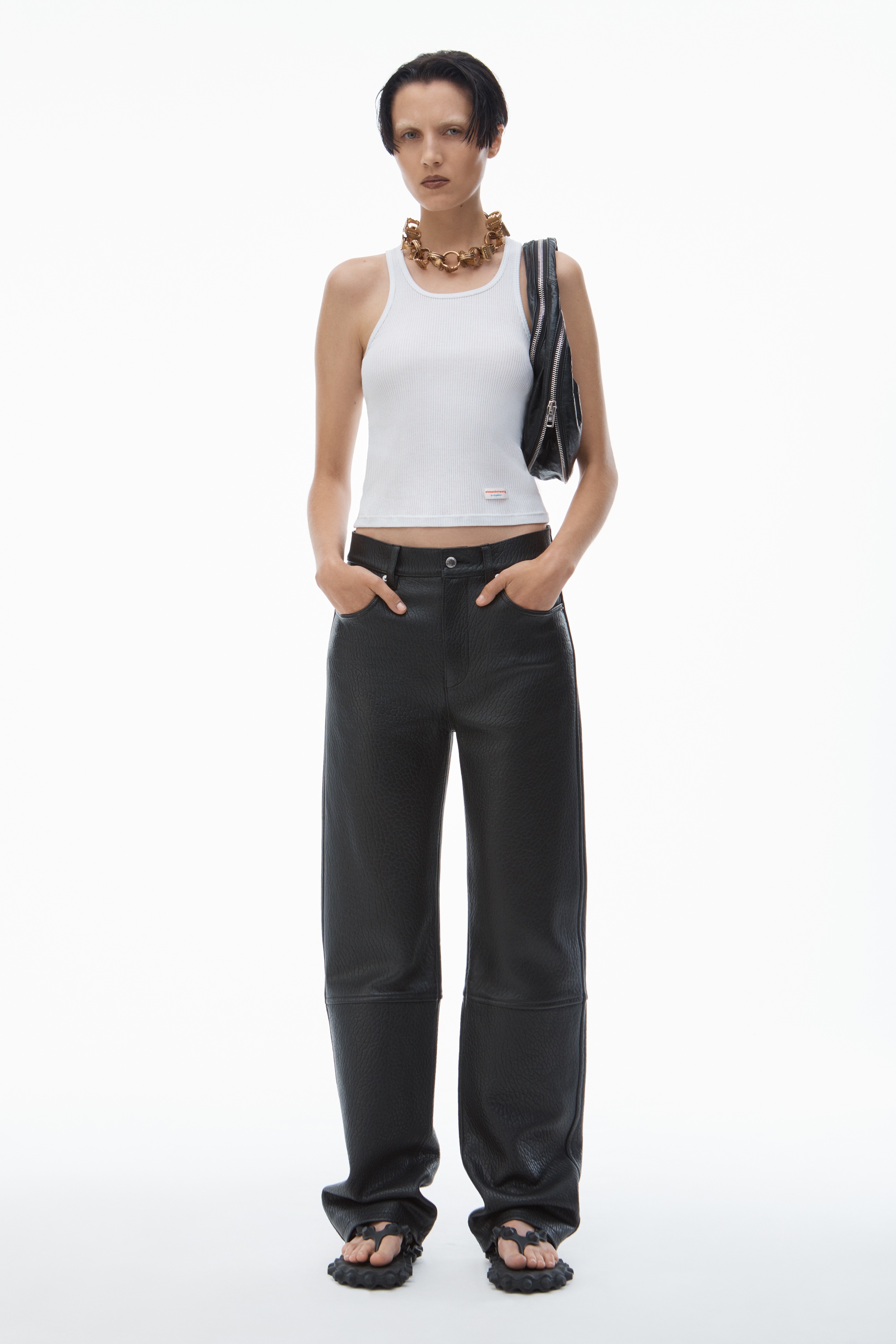 EZ - MID RISE RELAXED STRAIGHT PANT in Primal Nappa Lambskin Leather - 2