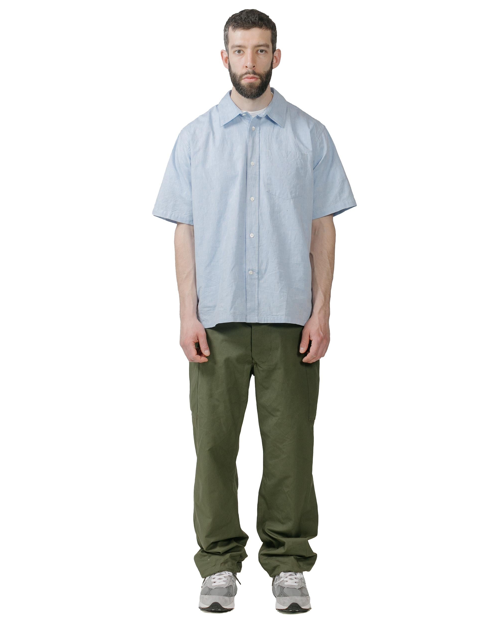 Ivan Relaxed Cotton Linen SS Shirt Pale Blue - 4