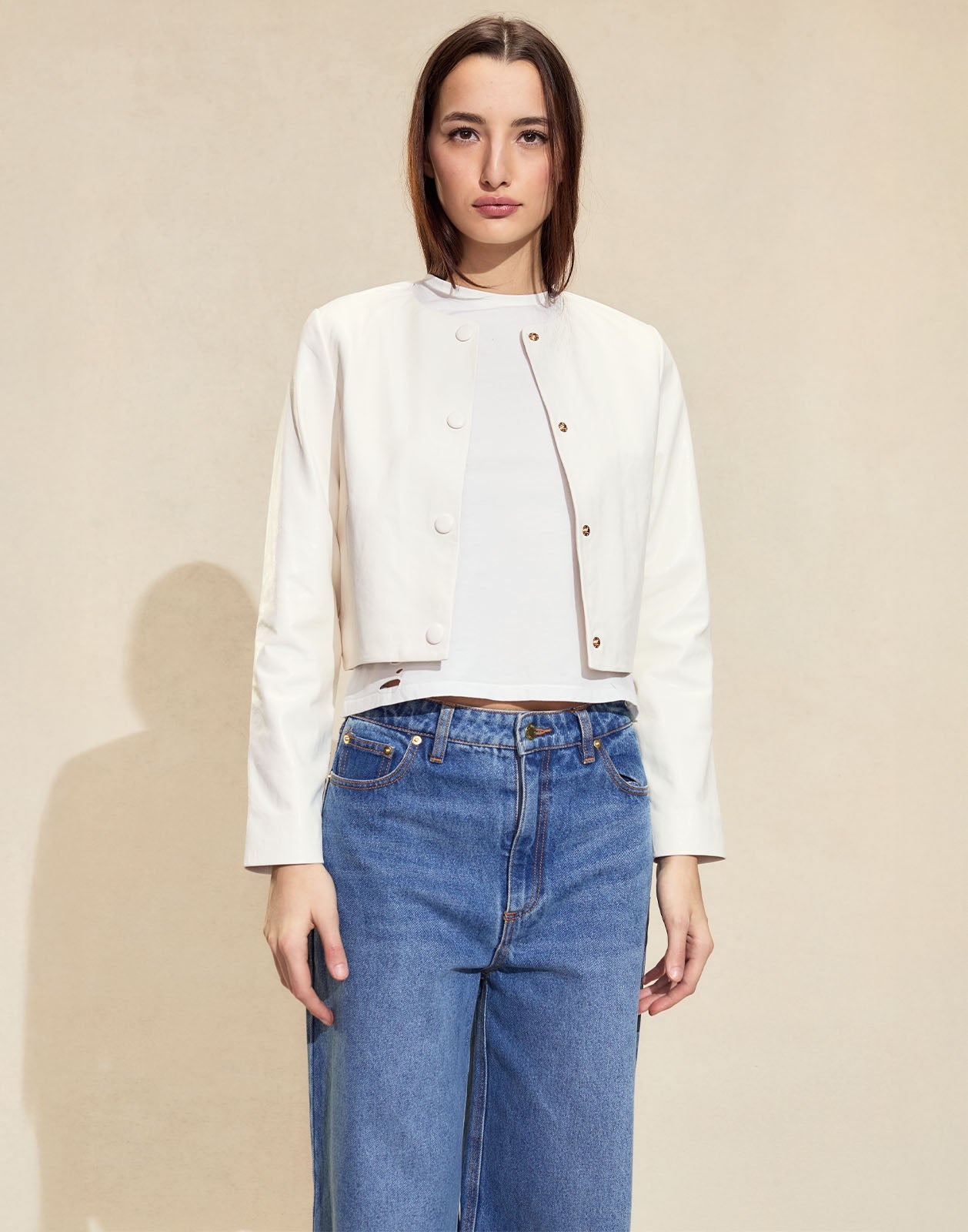 Downtown Cropped Leather Jacket - 2