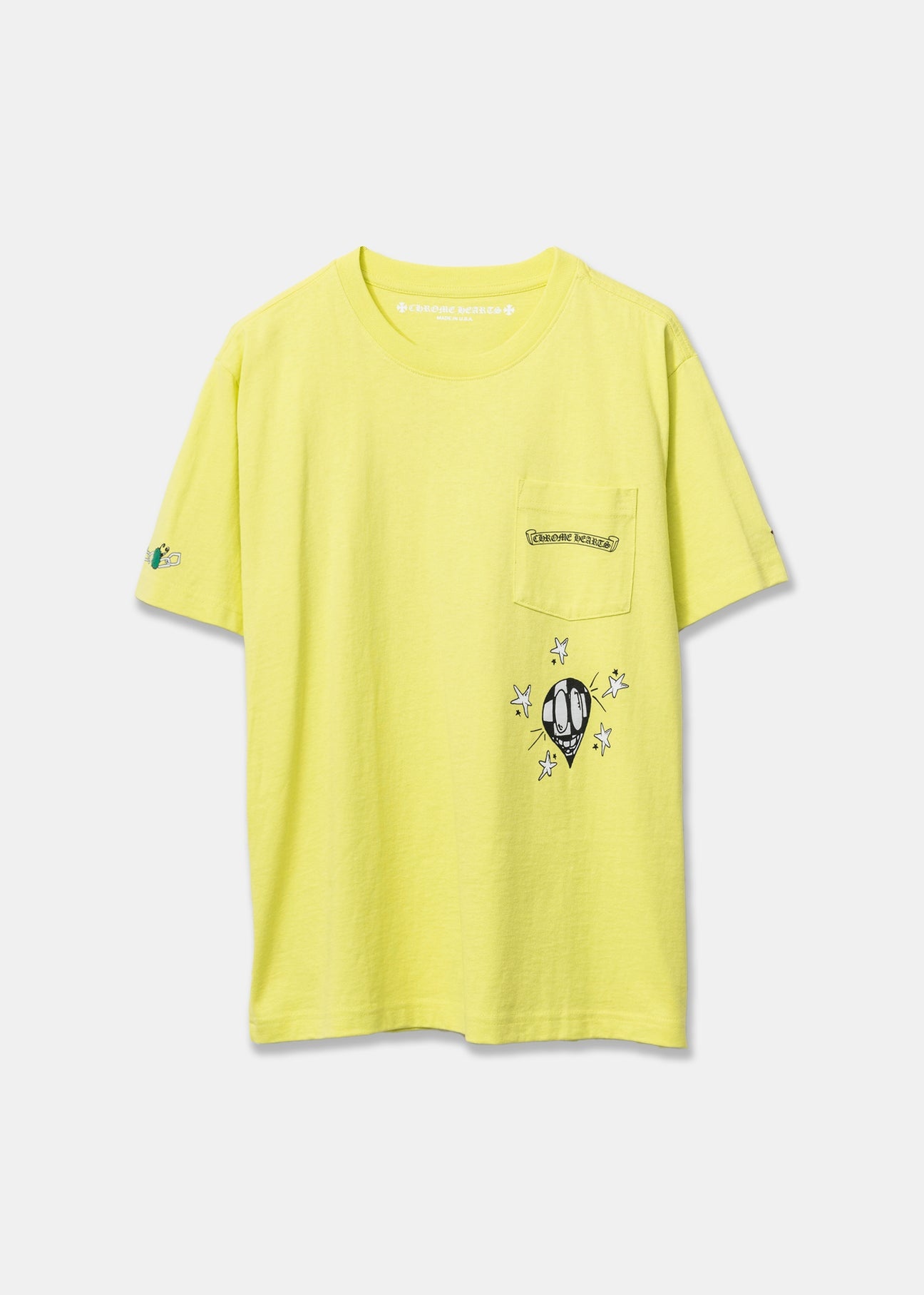 Neon Yellow Chrome Hearts x Matty Boy Chain Face T-Shirt - 1