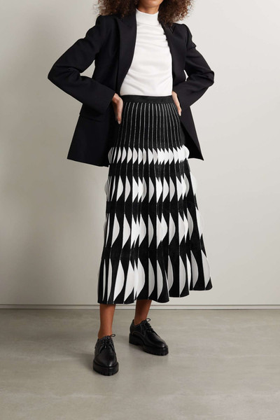 Alaïa Pleated velour and stretch-knit midi skirt outlook