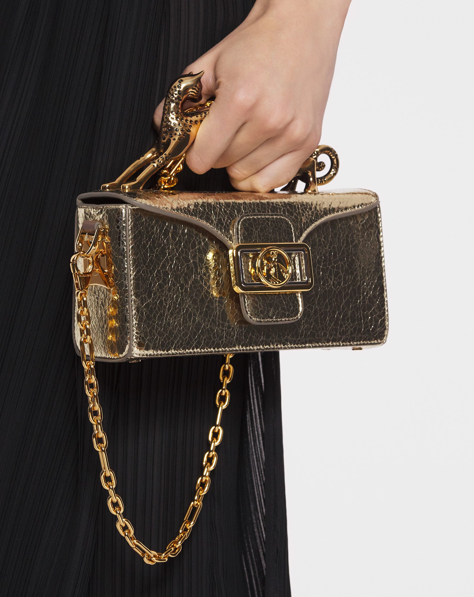 NANO PENCIL CAT BAG IN CRACKLED METALLIC LEATHER - 2