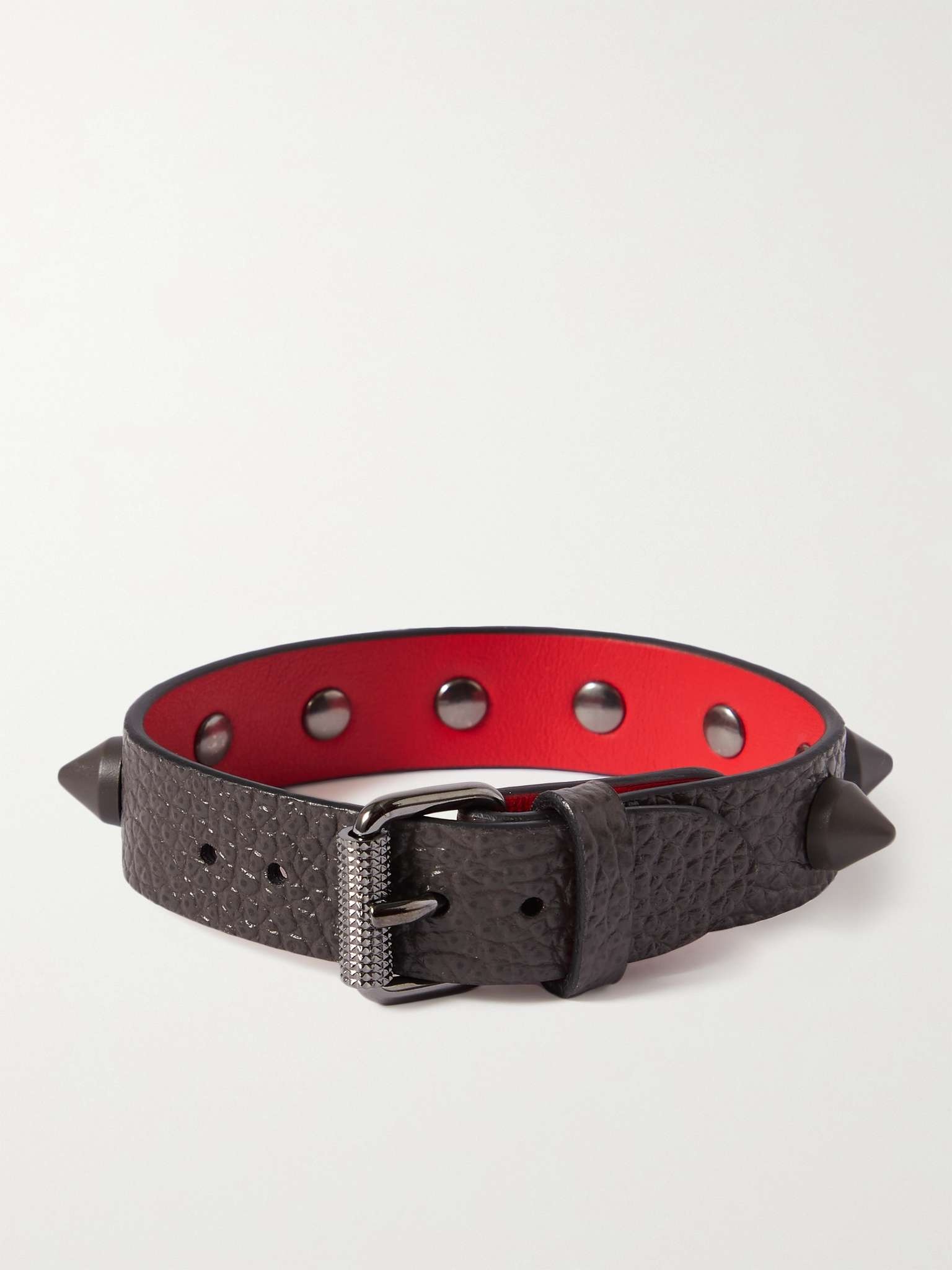 Spiked Full-Grain Leather Bracelet - 3