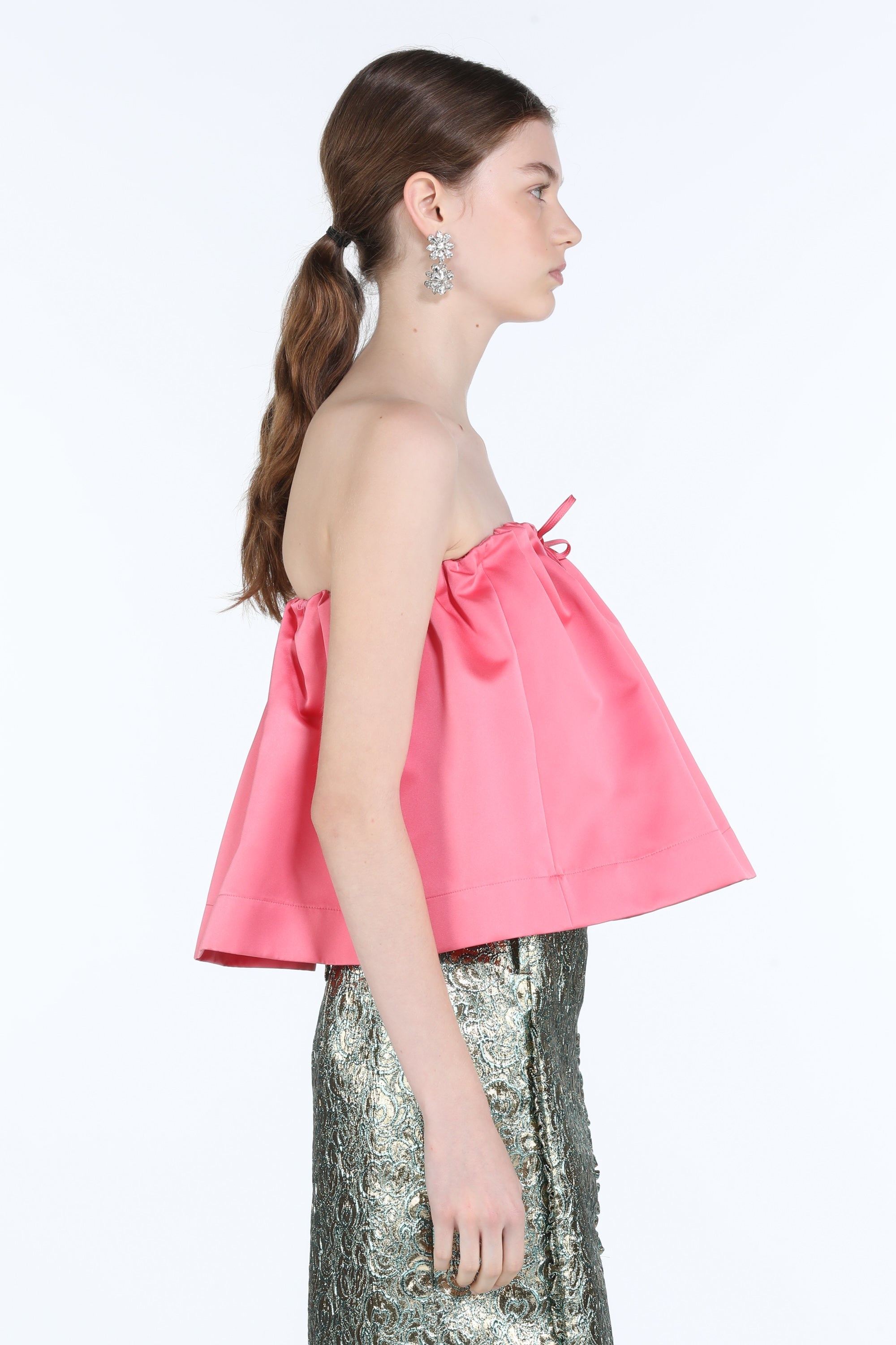 STRAPLESS TAFFETA TOP - 3