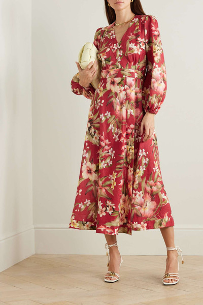 Zimmermann + NET SUSTAIN Lexi floral-print linen midi wrap dress outlook