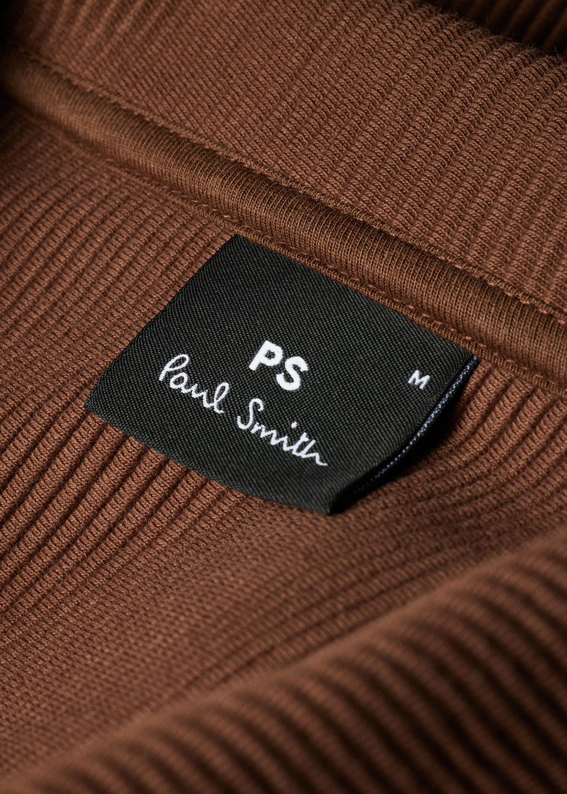Brown Cotton Ribbed Zip Through Sweatshirt 3