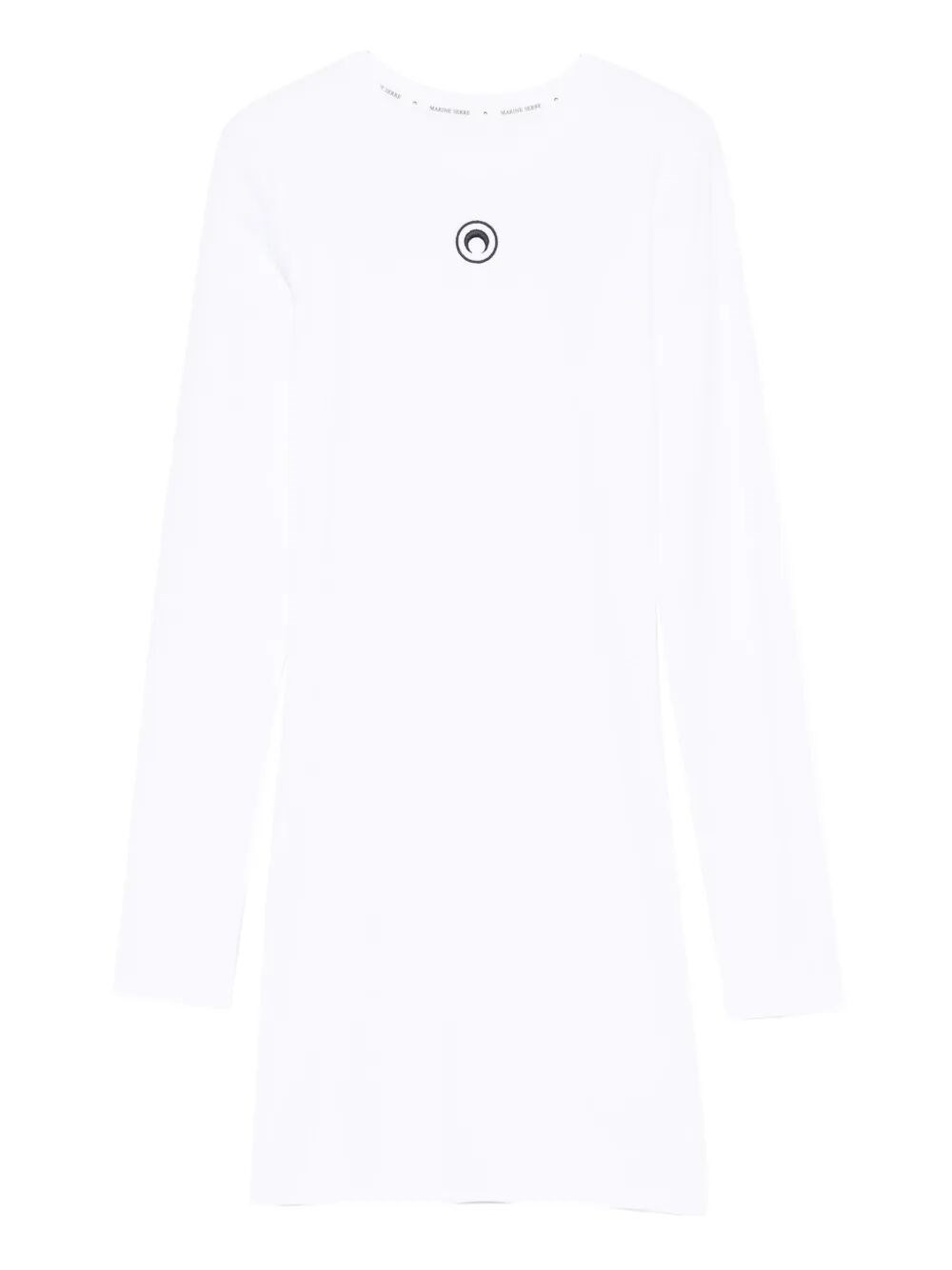 Introducing the exquisite "MOON" LOGO RIBBED JERSEY LONG SLEEVES MINI CREWNECK DRESS by MARINE SERRE - 1