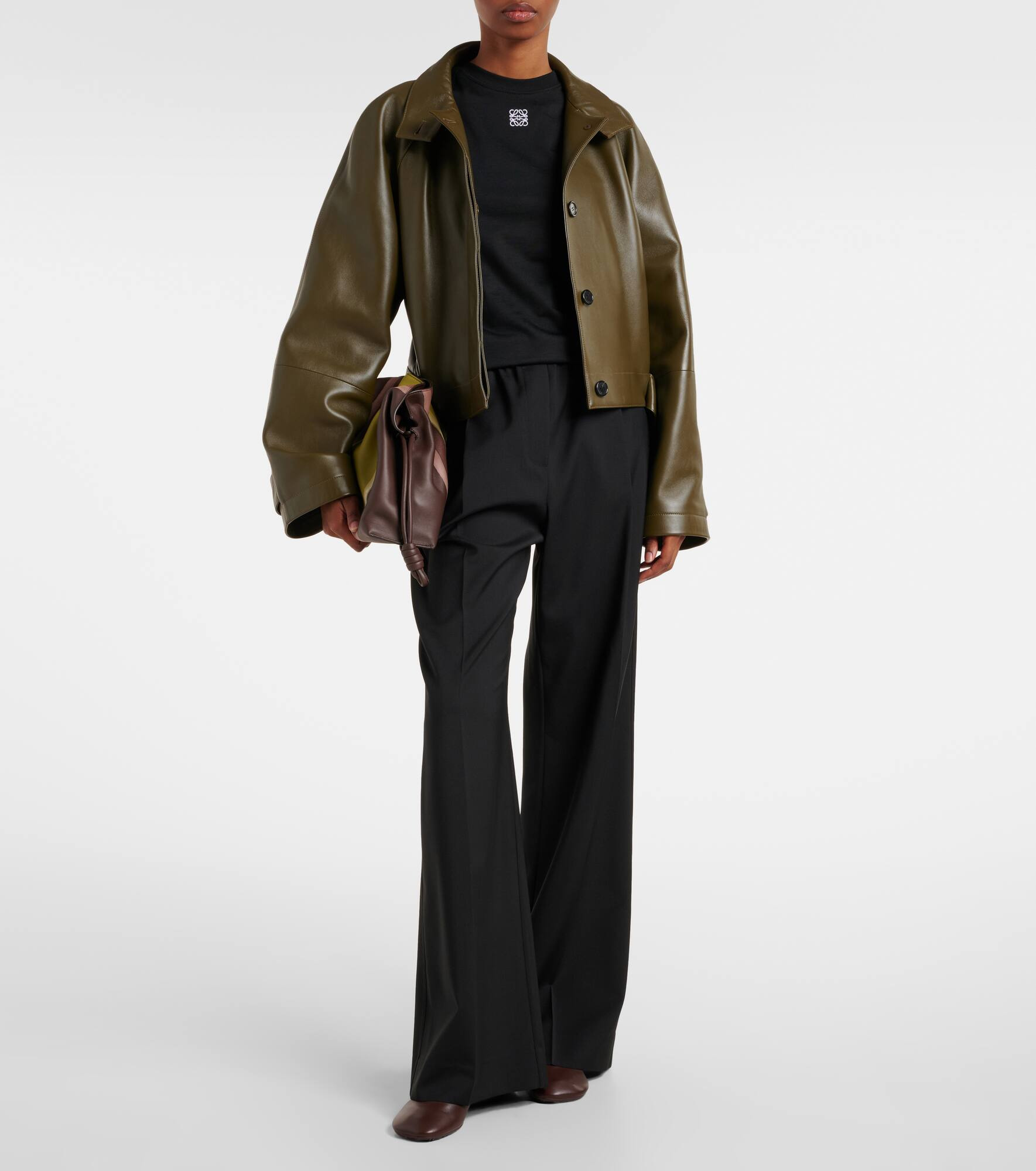 Logo wool mid-rise straight pants - 2