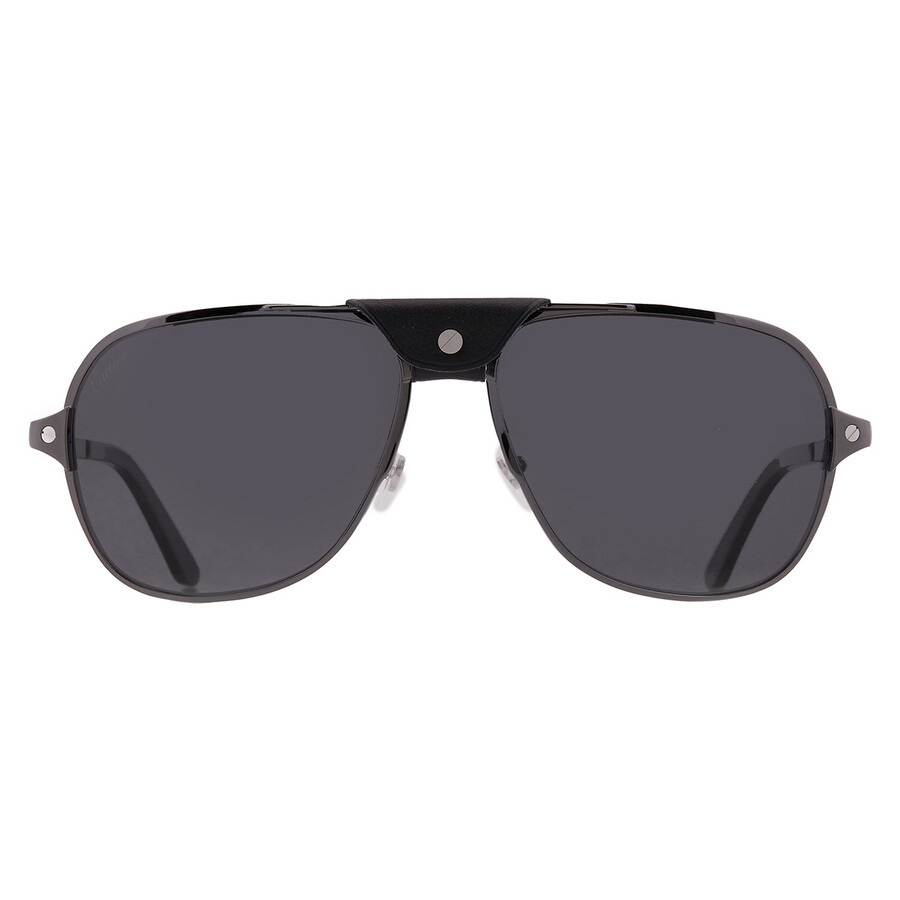 Cartier Santos de Cartier Polarized Grey Navigator Men's Sunglasses CT0165S 006 60 - 1