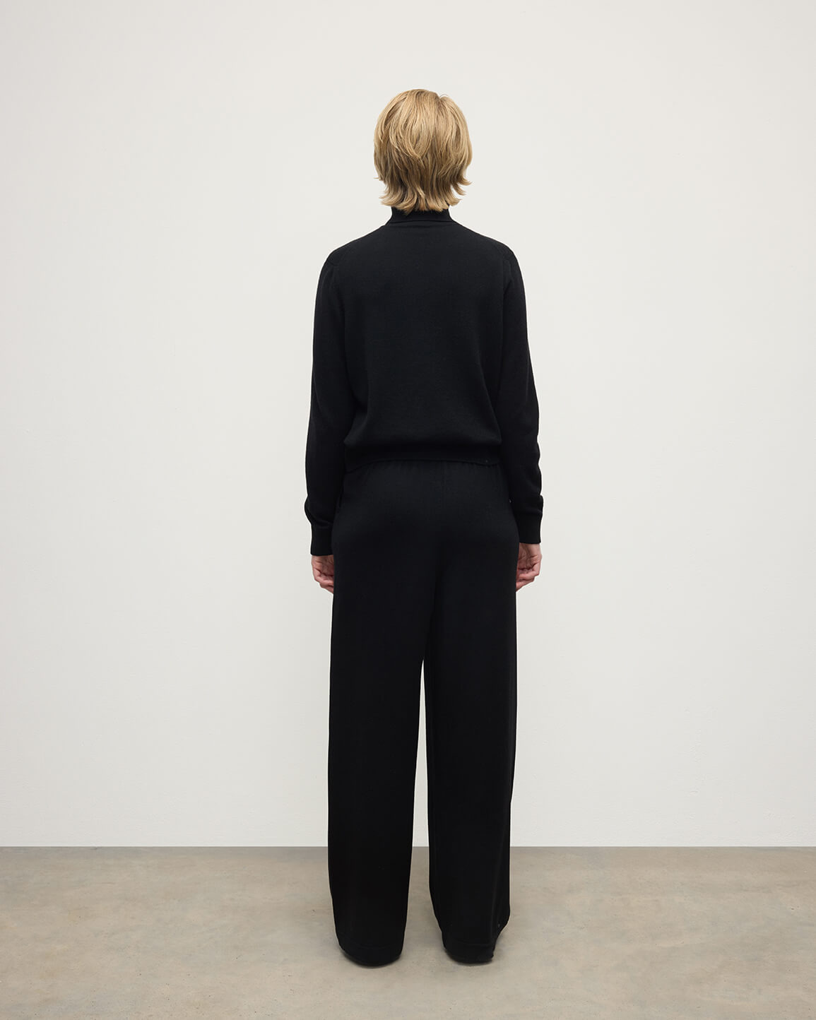 Wide Leg Black Cashmere Trousers - 4