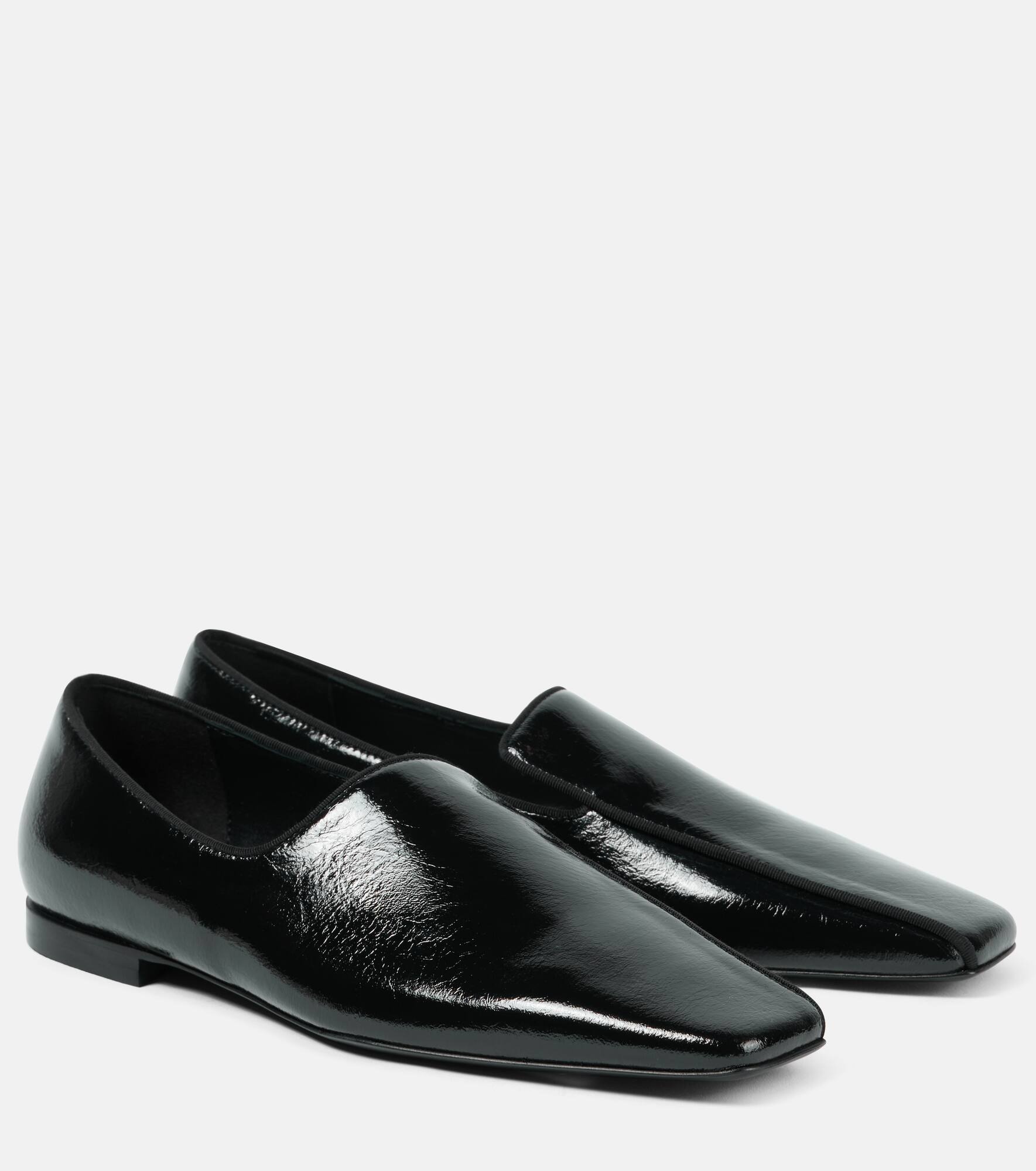 Crinkled leather loafers - 1