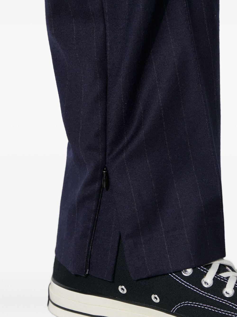 pinstripe pleated-front trousers - 4
